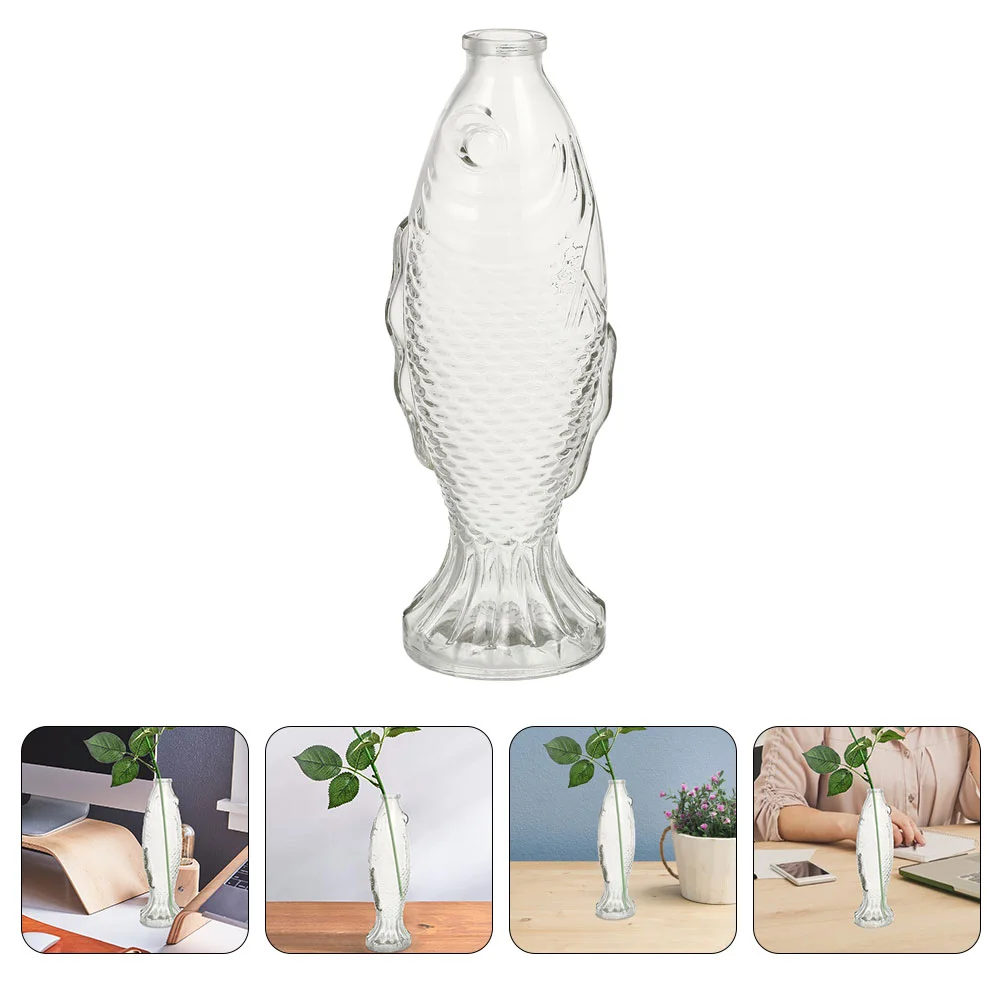 Glass Fish Vase Jar Corked Bottle Shaped DIY Flower Pot Container Message Drift Ceramic