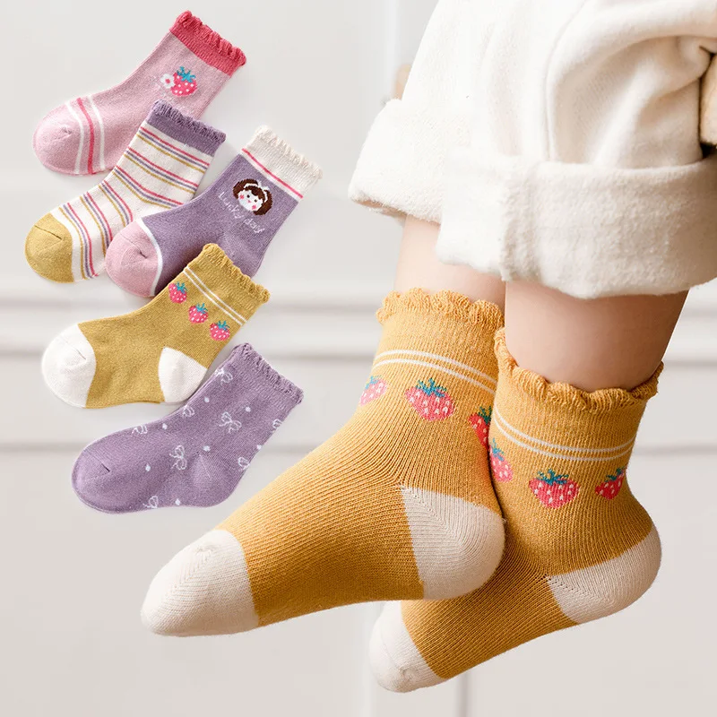 

5Pairs Baby Socks Autumn Winter Warm Cotton Kids Socks Cute Cartoon Girls Boys Infant Socks Baby Clothes Accessories 1-12 Years