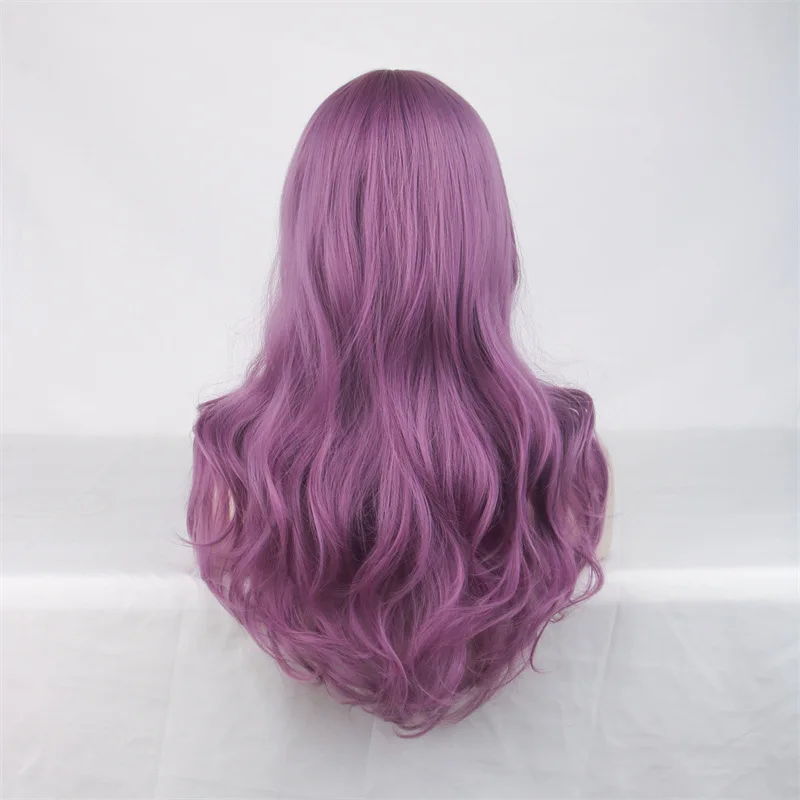 Женская челка фиолетового цвета с полным покрытием головы парик длинными