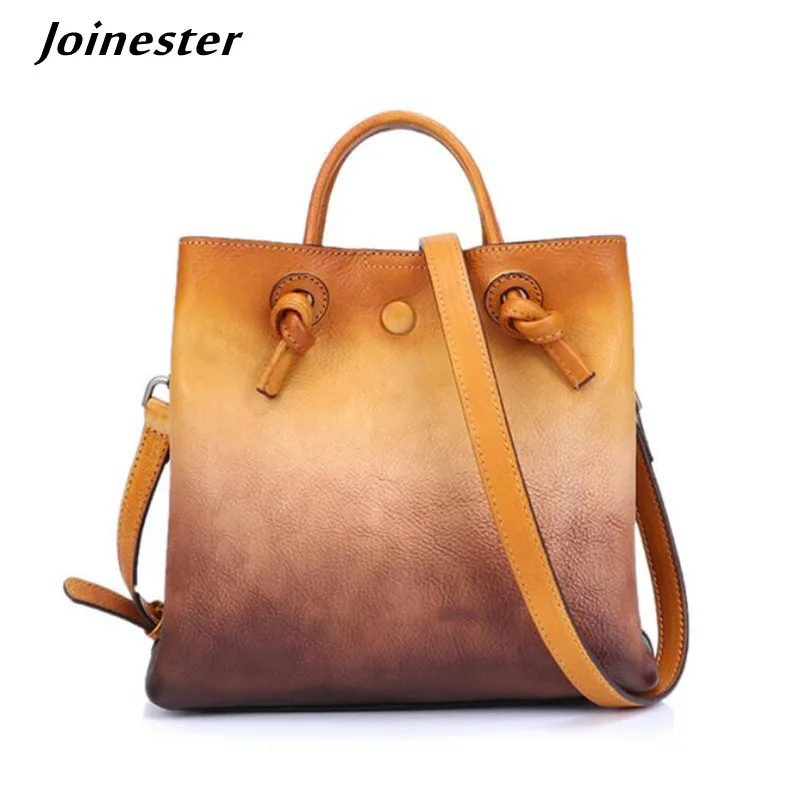 

Genuine Leather Women Vintage Handbag Chinese Style Hand Rubbing Shoulder Bag Ladies Commuting Crossbody bags