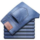 Новинка 2022, эластичные облегающие джинсовые брюки, серые, синие, черные брюки, мужские брендовые джинсы, деловые повседневные джинсы для мужчин, мужская одежда