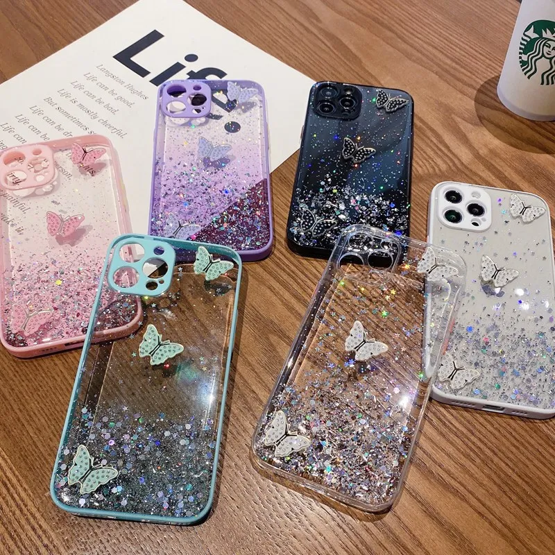 

Fashion Luxurious Glitter Butterfly Mobile Phone Case For IPhone11 12 13 14 Pro Max Plus X XS XR XSMAX 7 8 12Mini