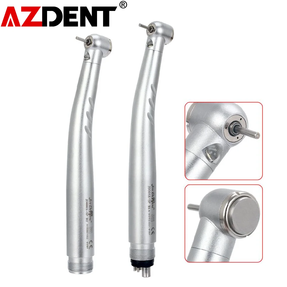 2/4 Holes Azdent Dental LED High Speed Handpiece E-generator Integrated Standard Head Push Button 3 Water Spray JD008A-SP