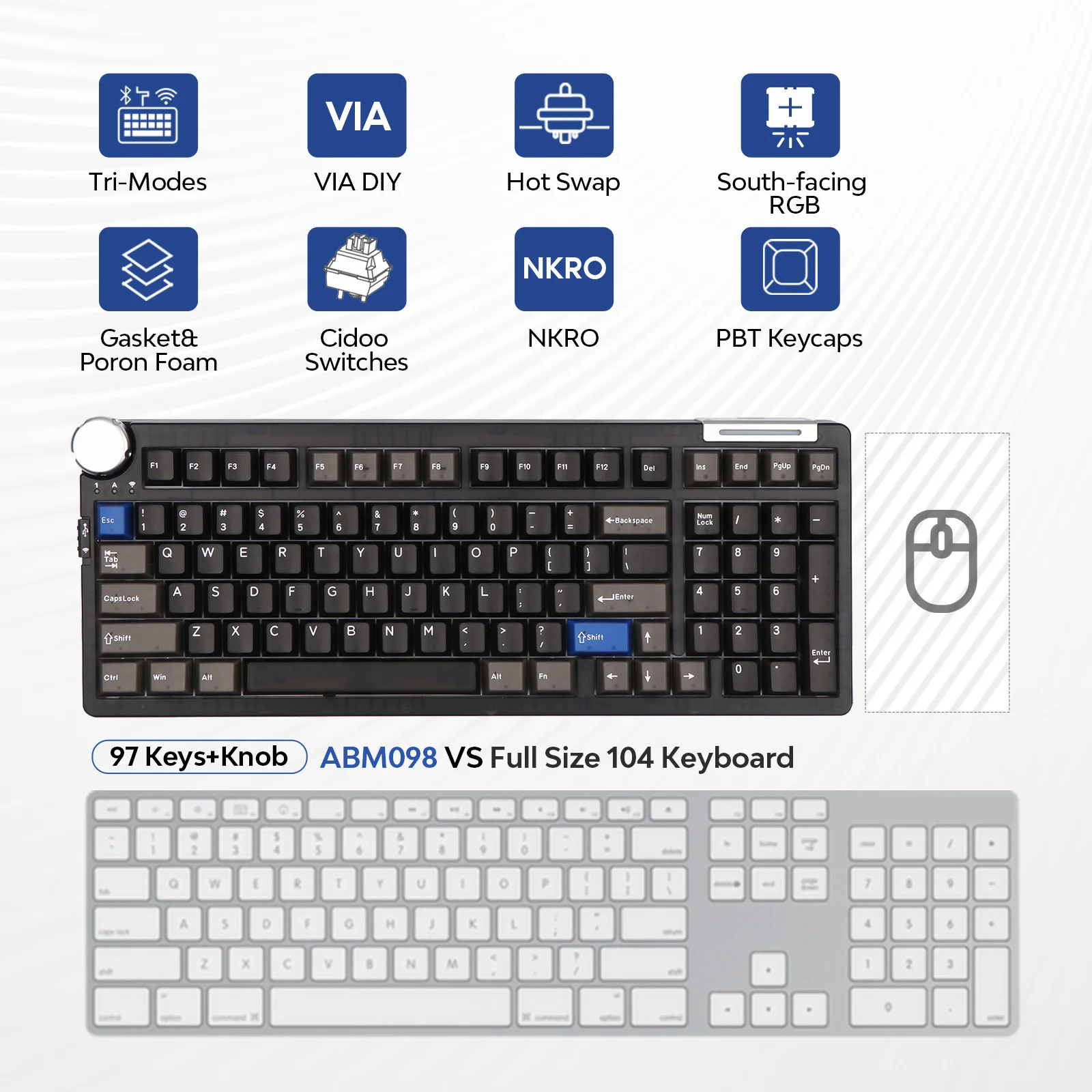 EPOMAKER CIDOO ABM098 1800 Compact VIA механическая беспроводная