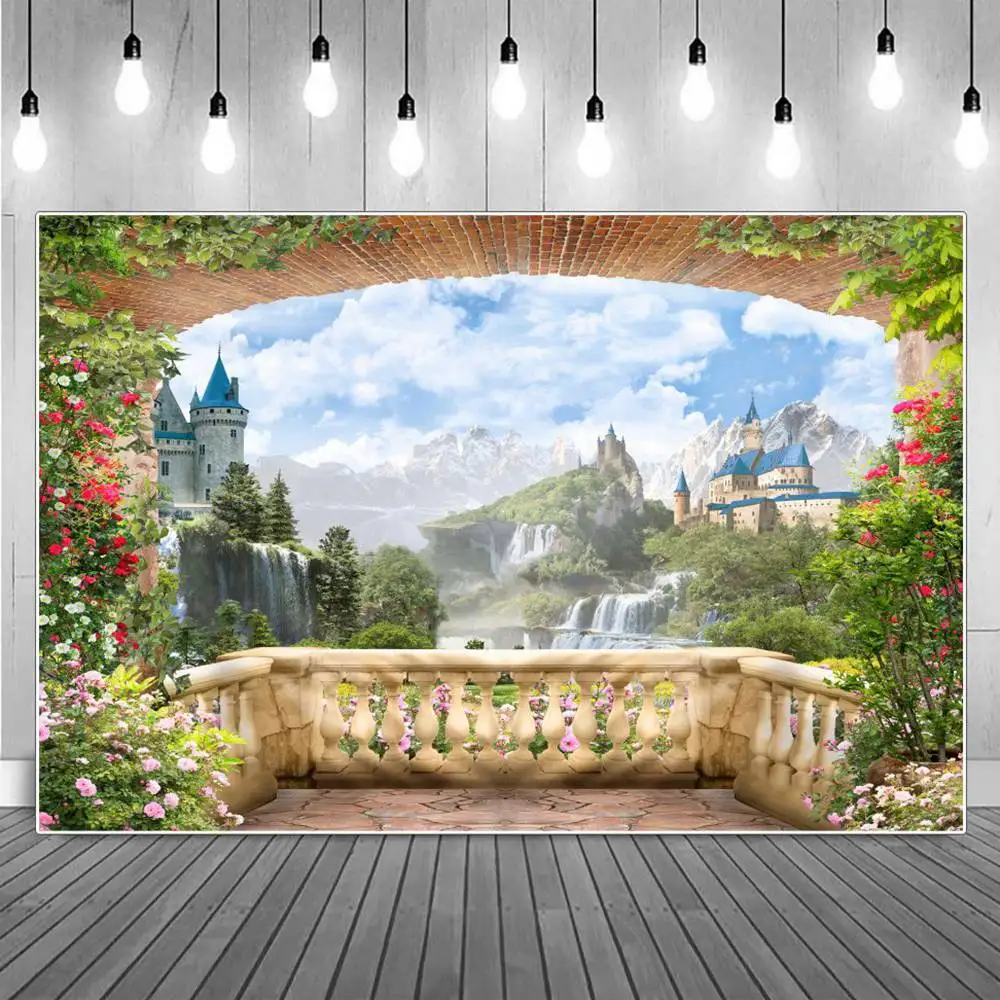 

Живописные фоны для фотосъемки с изображением гор замка арки платформы цветов виноградной лозы леса водопада детская вечеринка фоны для фо...