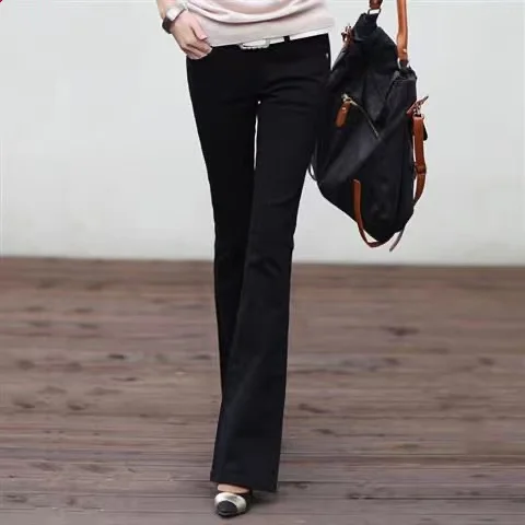 Женские Облегающие расклешенные джинсы с высокой талией корейские джинсовые