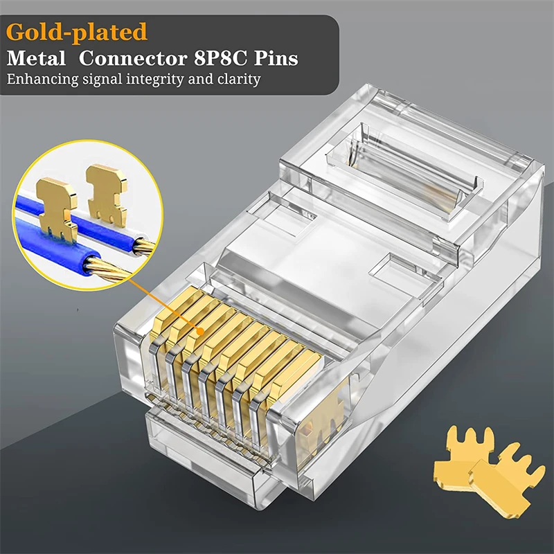 

Разъем Cat6 RJ45, 50/100 шт., кабель UTP, разъем Ethernet 8P8C, модульные разъемы CAT6 Cat5e с колпачками RJ45 6,5 мм