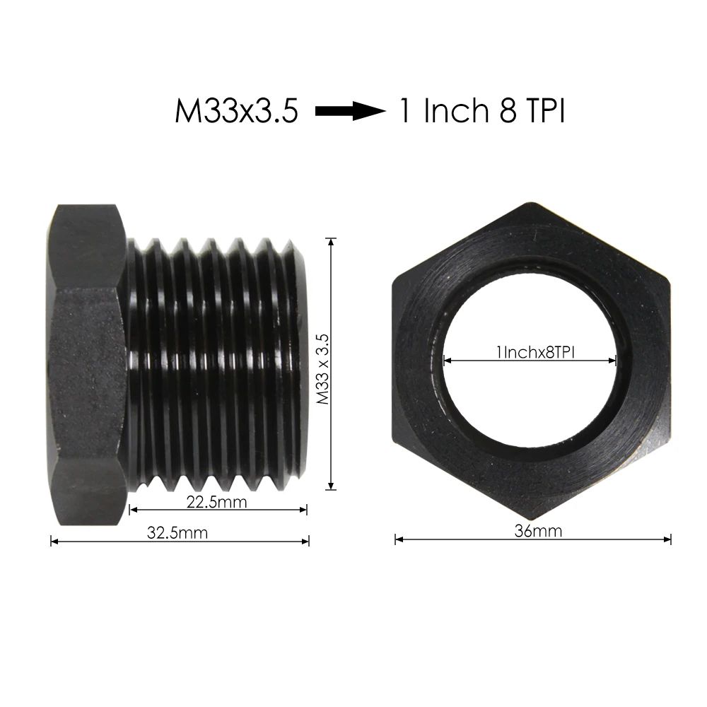 Адаптер патрона для токарного станка по дереву M33x3.5/M18x2.5/1-8TPI/1/4 ''x16