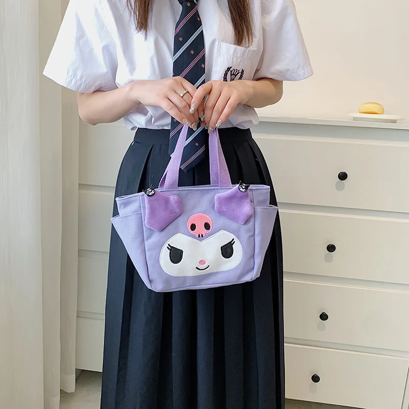 Kawaii Sanrios My Melody Kuromi Cinnamoroll Kirby мультяшный Большой Вместительный холщовый тоут сумка