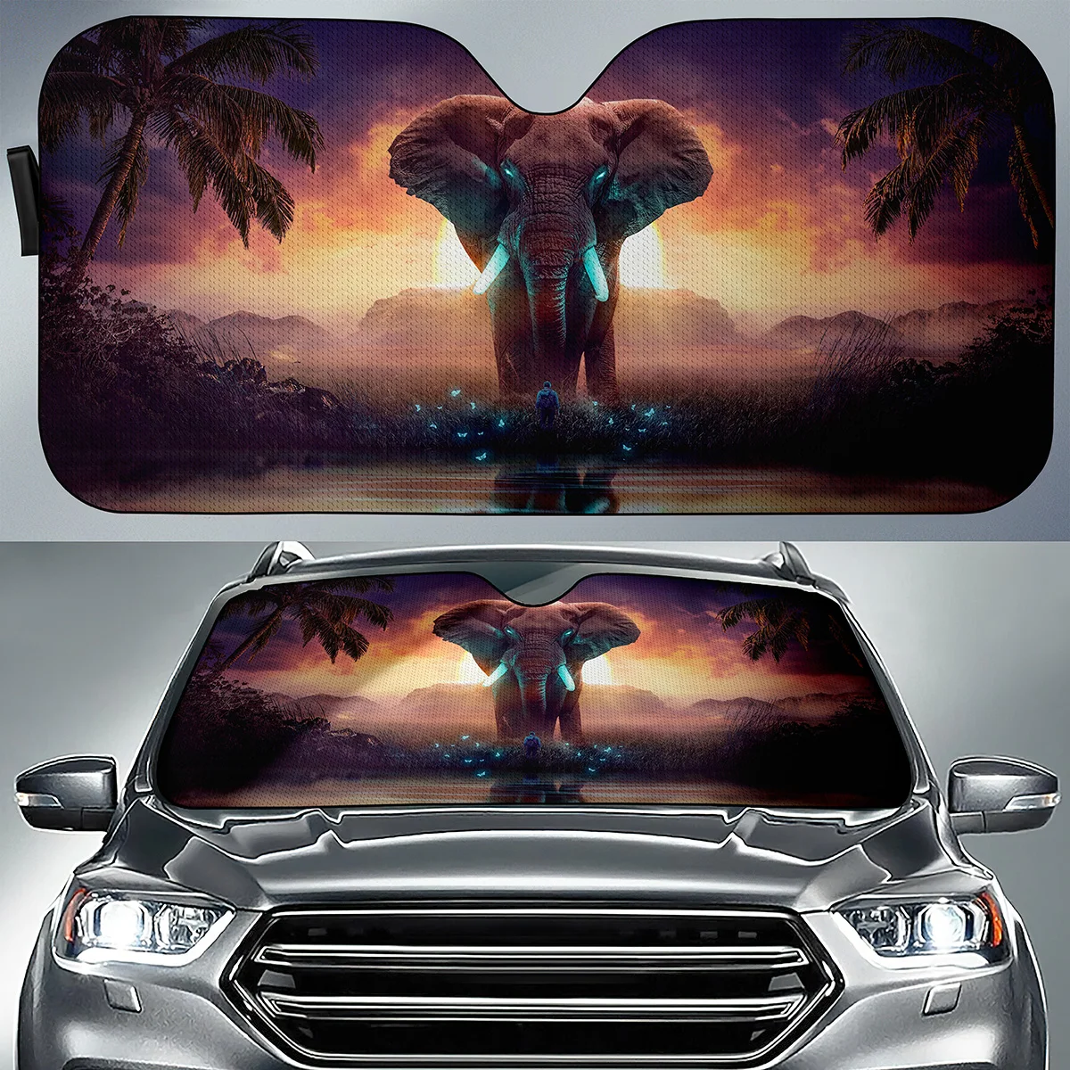 

Козырек от солнца Автомобильный складной универсальный с принтом таинственного слона