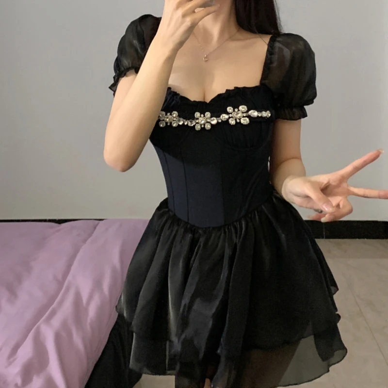 Новое модное летнее черное винтажное платье женское облегающее элегантное