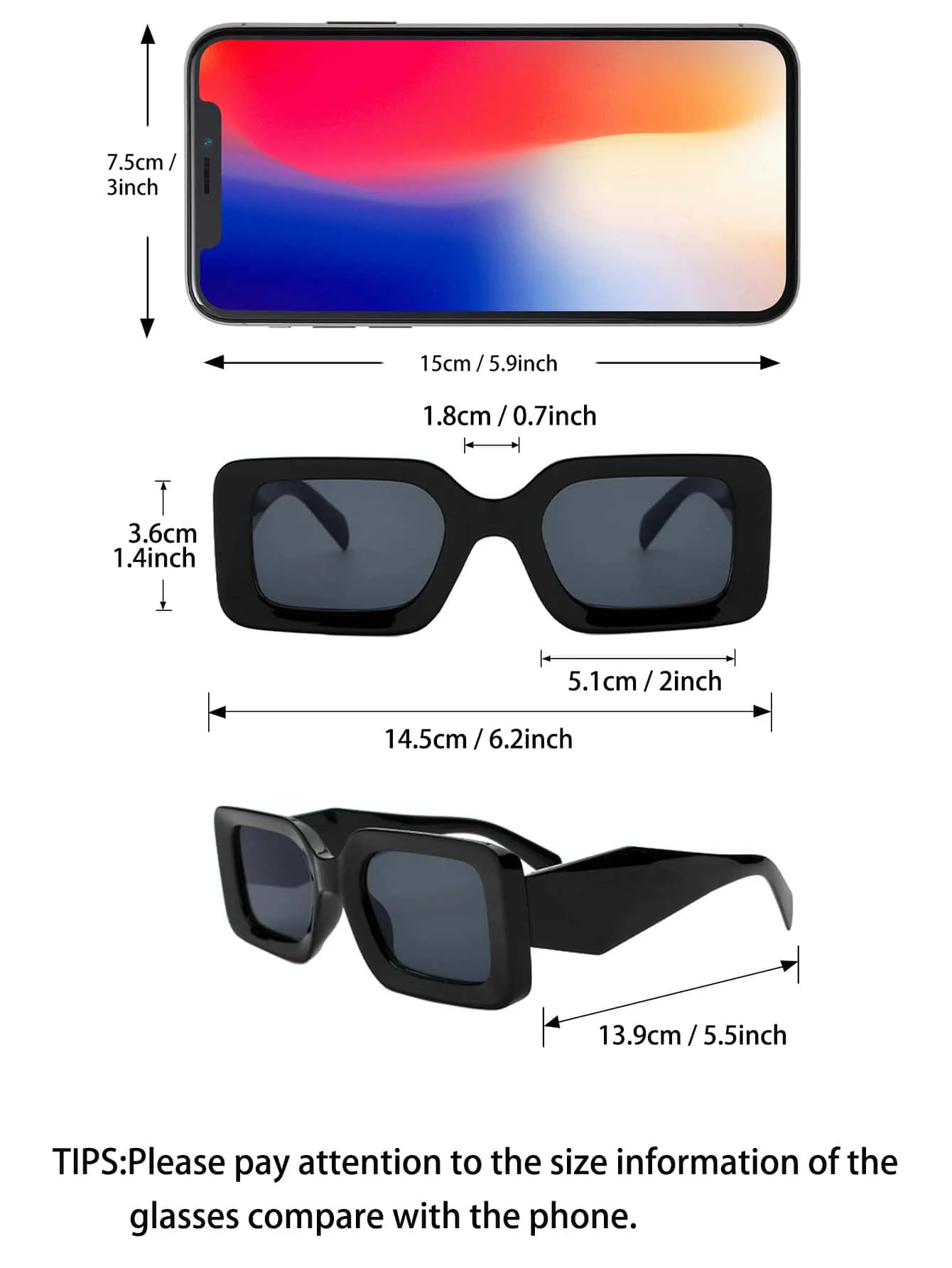 2 шт. солнцезащитные очки унисекс в квадратной оправе