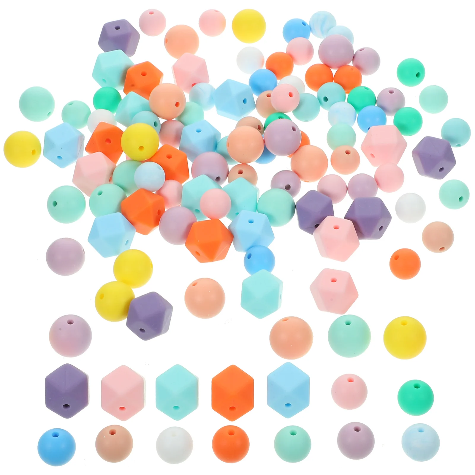 

1 Set of Round Shaped Beads Cute Silicone Hole Beads DIY Bracelet Making Beads