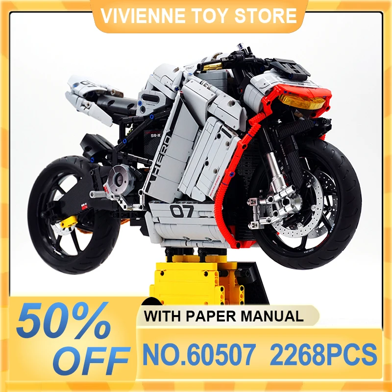 GULY 60507 MOC Технический спортивный автомобиль 1:5 Мотоцикл SR-X Модель Строительные