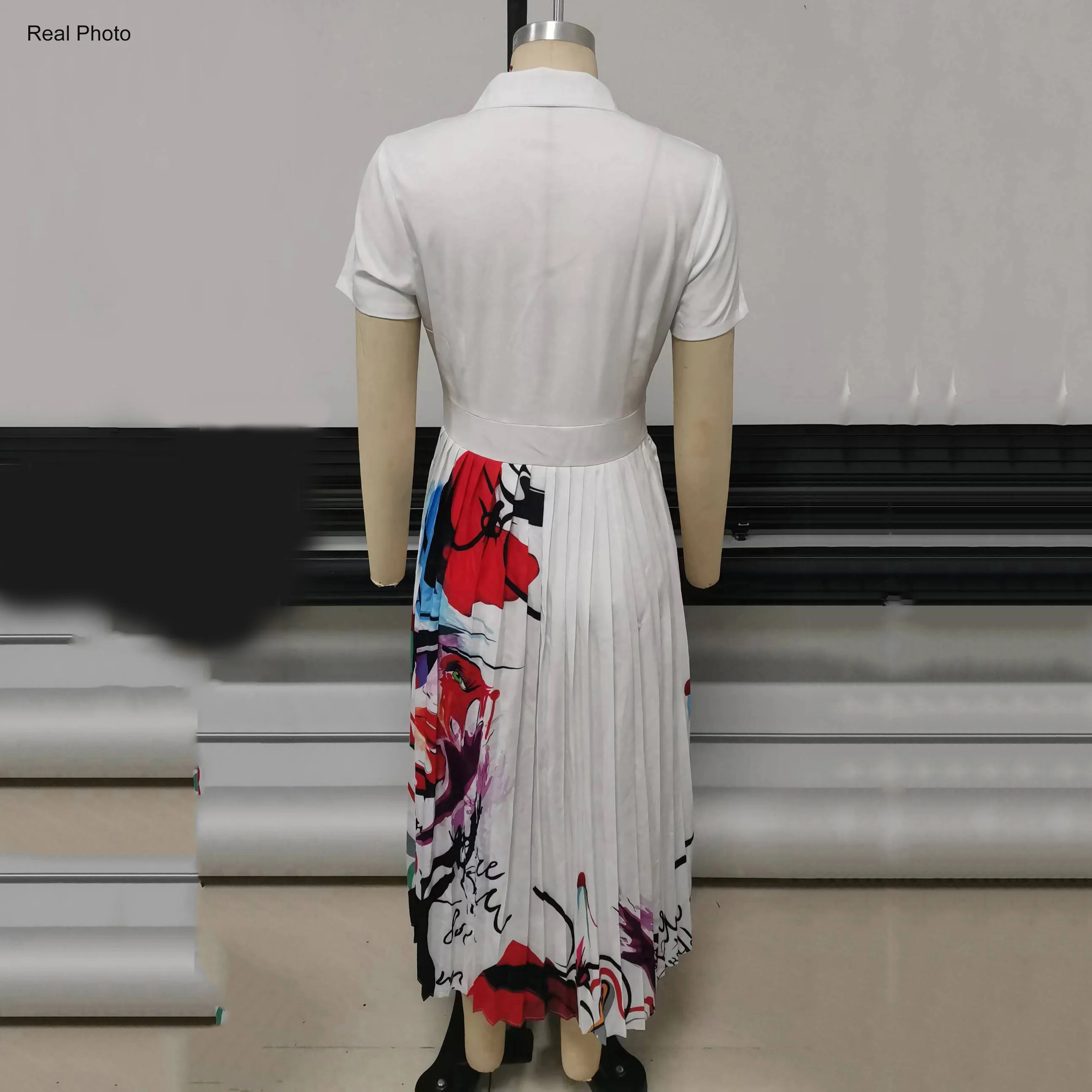 White Pleated Dresses for Women's Elegant Printed High Waisted Long Sleeve Autumn Fall 2022 New Evening Night Party Vestidos Hot