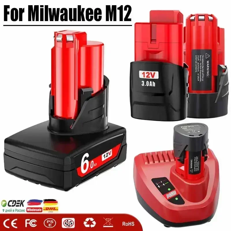 Аккумуляторная батарея 3 0 Ач/6 Ач для аккумуляторных инструментов Milwaukee M12