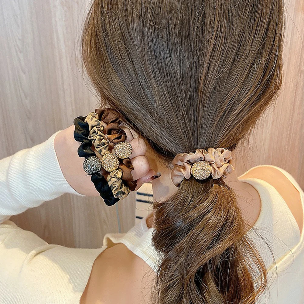

2022 Fashion Woman Rhinestone Hair Ties Korean Style Hairband Scrunchies Girls Ponytail Holders Rubber Band Hair Accessories