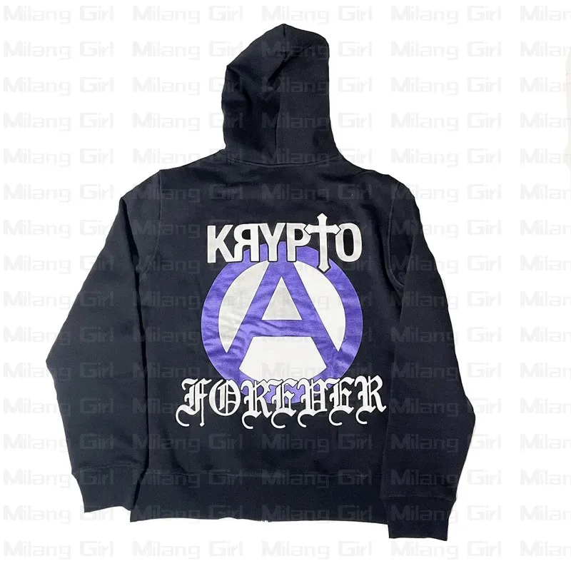 Толстовка Y2K мужская с капюшоном и надписью свитшот на молнии длинным рукавом