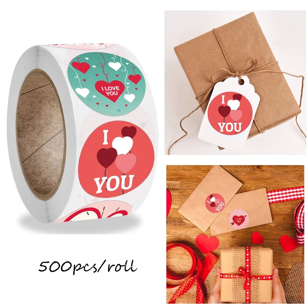 

500pcs Round Shape Valentine's Day Stickers Love Gift Festival Birthday Party Seal Labels 1 Inch Cute Stickers Box Tag