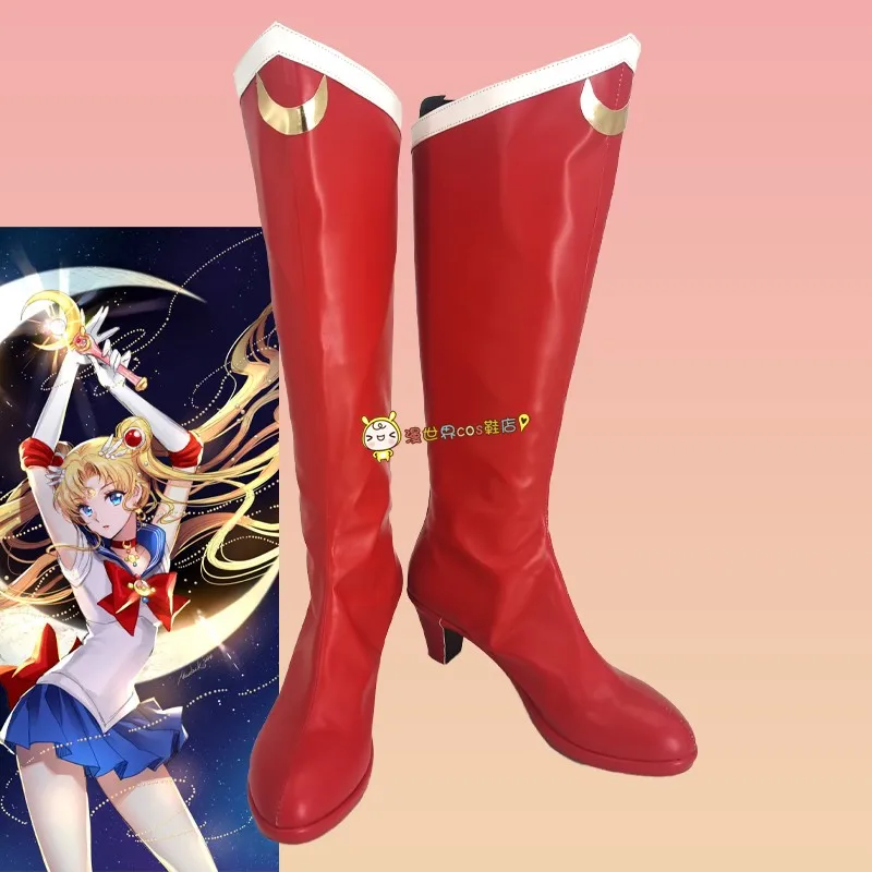 Красные сапоги в стиле аниме Сейлор Мун Цукино Усаги обувь для косплея