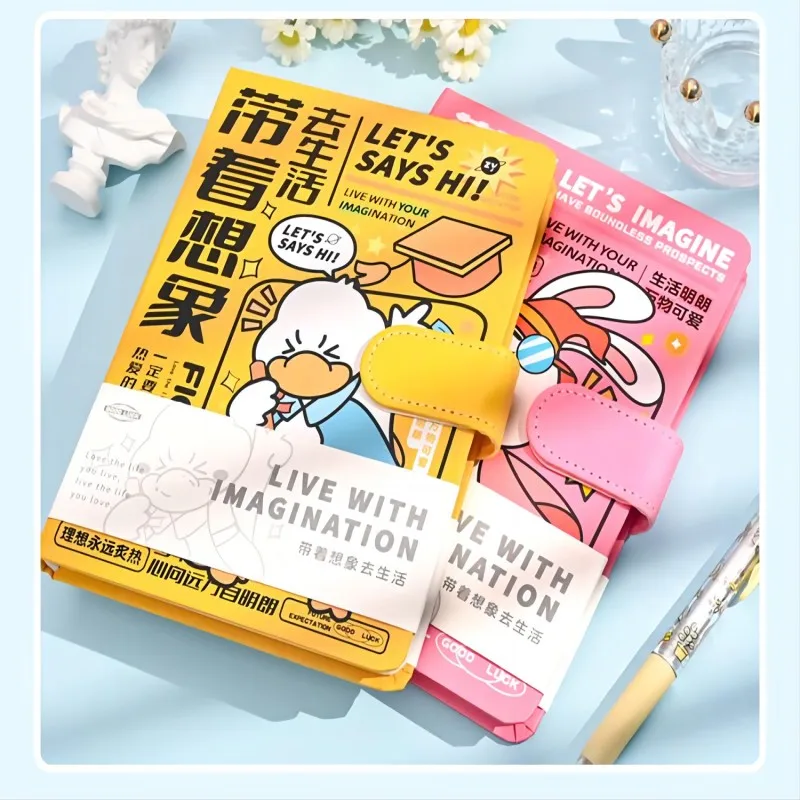 

Cute Animal Imagination Duck Notebook Cartoon Characters Notepad Student Book Cartoon Hardcover Magnetic Buckle Handbook