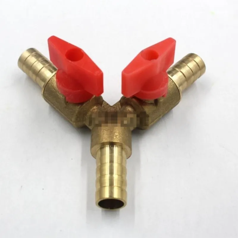 

Y Type Equal Hose Barbs Three Forks 8mm 10mm Connection Brass Coal Liquid Gas Ball Valve Plumbing Fittings Plastic Brass Handle