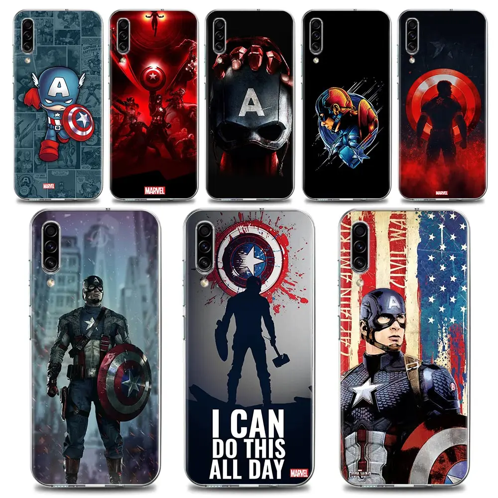 

Милый чехол для телефона Marvel Captain America для Samsung A02 A10 A20e A30 A40 A50 A70 Note 8 9 10 20 Plus Lite, Ультратонкий силиконовый чехол