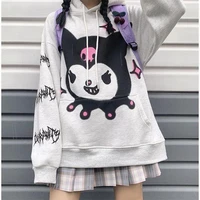 women cute long sleeve casual velvet hooded pullovers harajuku anime kawaii hoodies japanese e girl streetwear loose sweatshirt