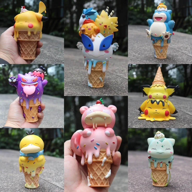 

Kawaii Pokemon Ice Cream Model Pikachu Gengar Snorlax Psyduck Squirtle Collectible Ornament Children's Toy Birthday Gift