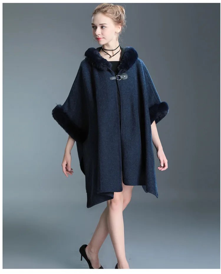 

Faux Fur Collar Winter Shawls And Wraps Oversized Womens Ponchos And Capes Batwing Sleeve Cardigan Hood Clothing Girls Outerwear