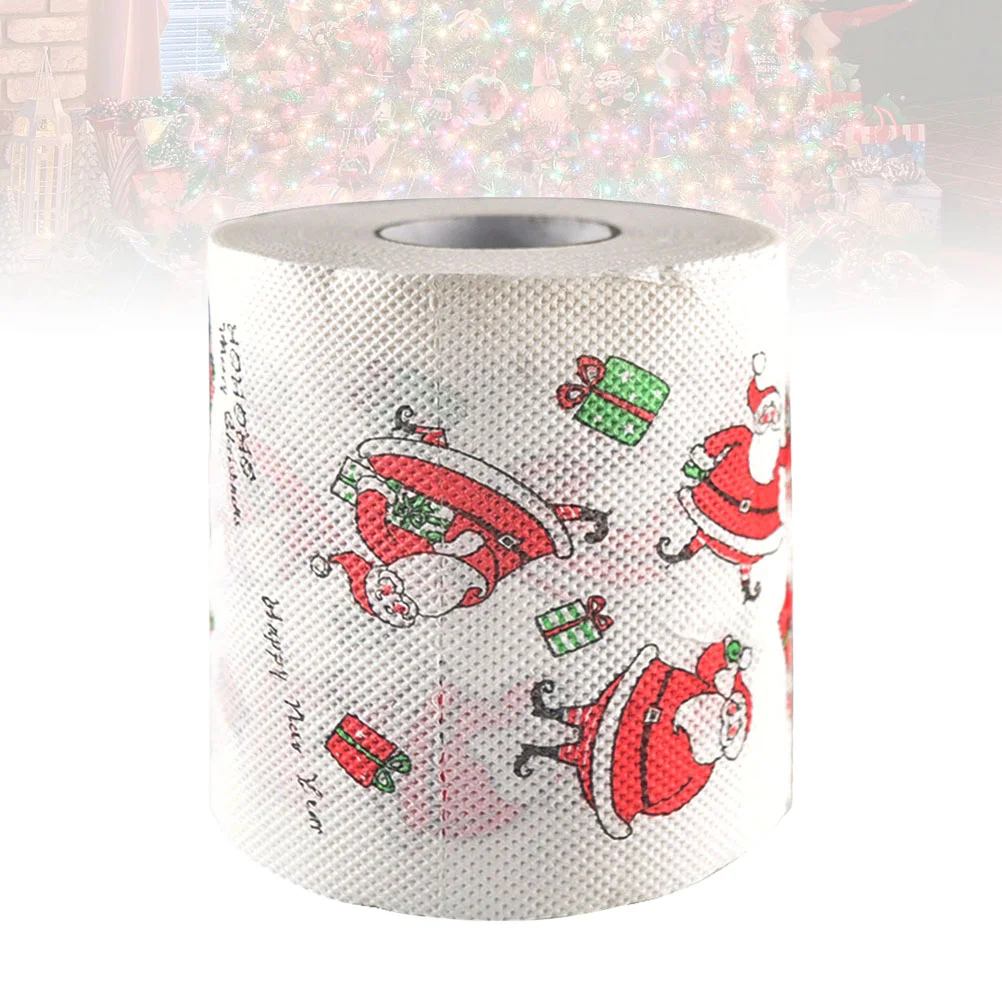 

Paper Christmas Toilet Roll Tissuenapkins Merry Festive Bathroom Accessories Funny Towels Print Napkin Printed Santa Kitchen