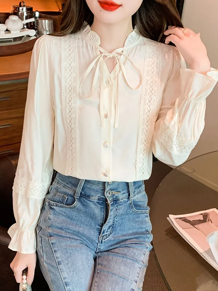 Женские Элегантные блузки рубашки Новое поступление 2023 Осенние винтажные