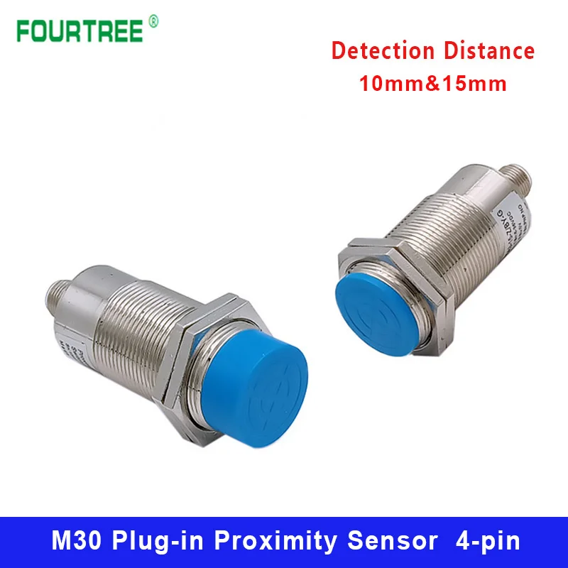 

Plug-in Proximity Sensor M30 Metal Inductive Approach Switch With Air Plug Detect Distance 10mm 15mm PNP/NPN NO NC 4 Cores