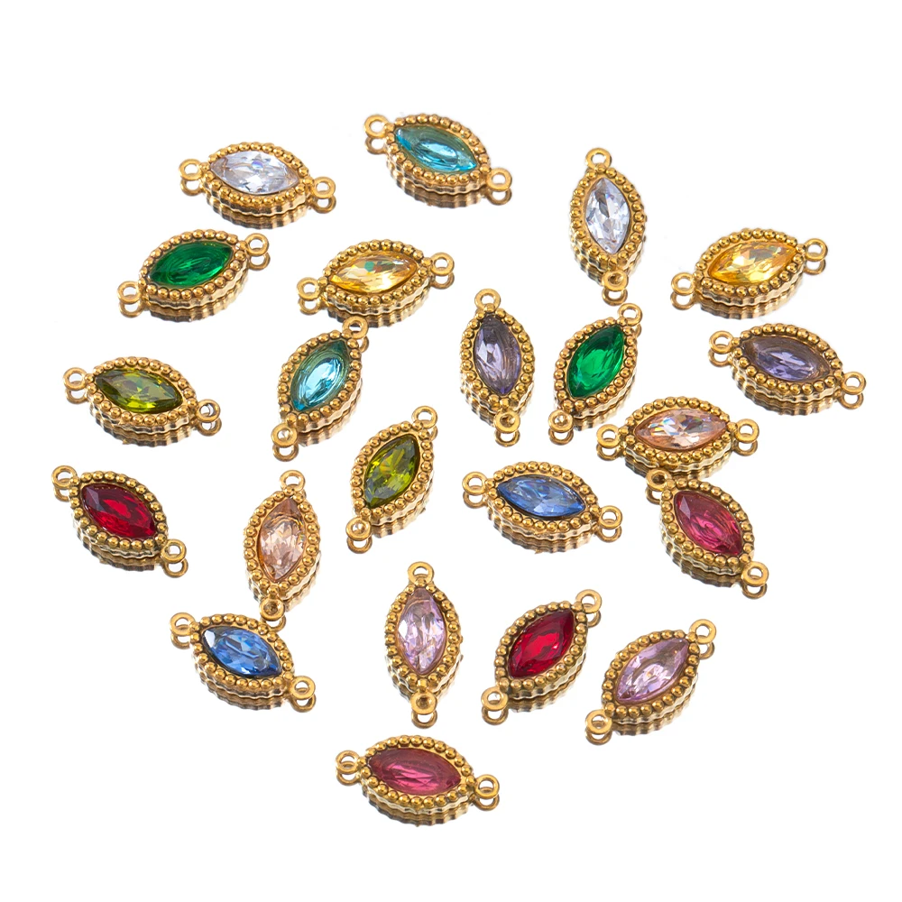 10 шт. овальный кулон из нержавеющей стали с 2 отверстиями циркон форма конского