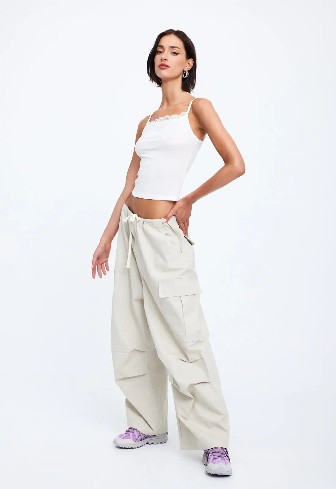 

Женские Эластичные парашютные брюки Y2k, мешковатые брюки-карго с заниженной талией в стиле хип-хоп, свободные прямые тренировочные брюки, спортивные брюки для бега