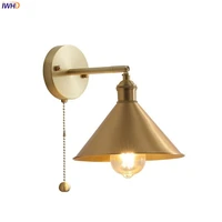 iwhd nordic modern copper led wall lamps sconce home decor indoor lighting bedroom bathroom living room stair light luminaria