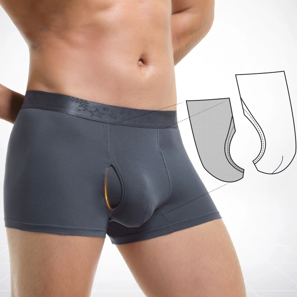 Мужские трусы-боксеры сексуальное нижнее белье для геев дышащие мужские
