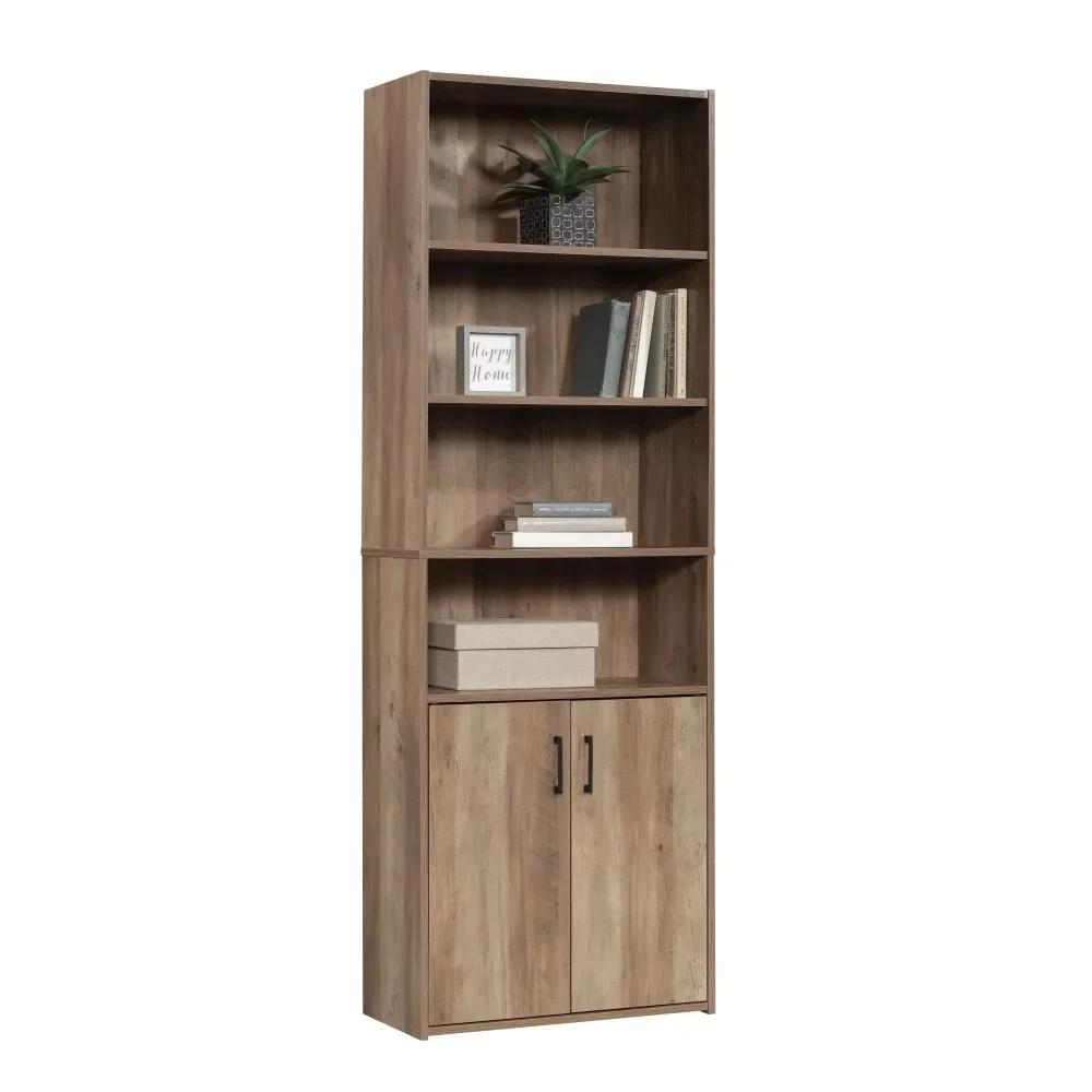 

Mainstays Traditional 5 Shelf Bookcase with Doors, Weathered Oak Finish Book Rack, Bookshelf Organizer