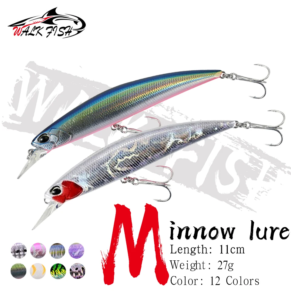 

WALK FISH Hot Jerkbaits Fishing lures110mm 27g Sinking Minnow lure High Quality Hard Baits Good Action Wobblers pesca