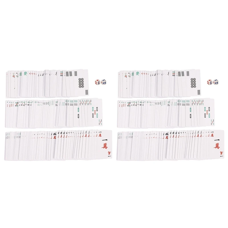 

288Pcs/Set Mah Jong Paper Mahjong Chinese Playing Cards Game With 4Pcs Dices Travel Entertainment Playing Cards Kit New