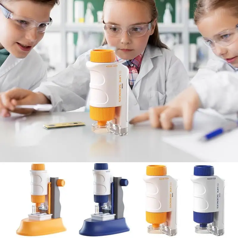 

80-160X HD Detachable Microscope With LED Light Mini Handheld Anti Blue Light Microscope For Kids Early Educational Toy Gifts