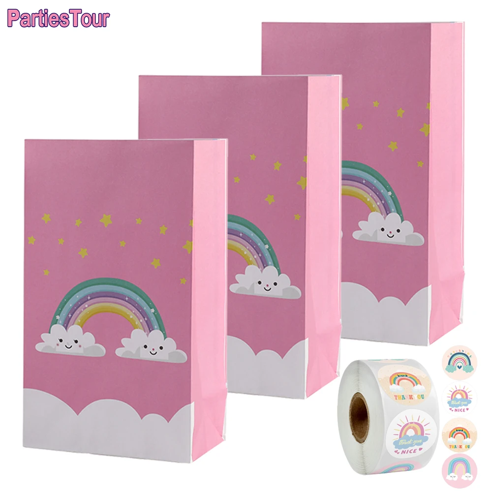 

5pcs Rainbow Gift Bag candy box Sweets Candy Packing box Paper Wrapping Supplies wedding baby kids birthday Rainbow party decor