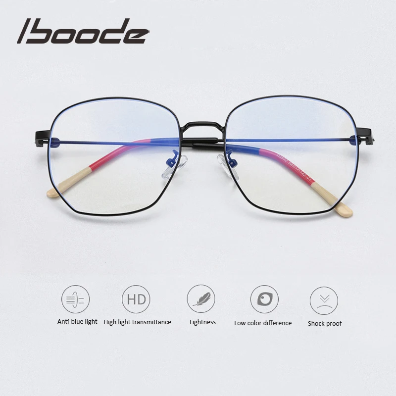 

Iboode Polygon Metal Anti Blue Light Blocking Glasses Frame Men &Women Computer Games Goggles Eyeglasses Optical Spectacle Frame