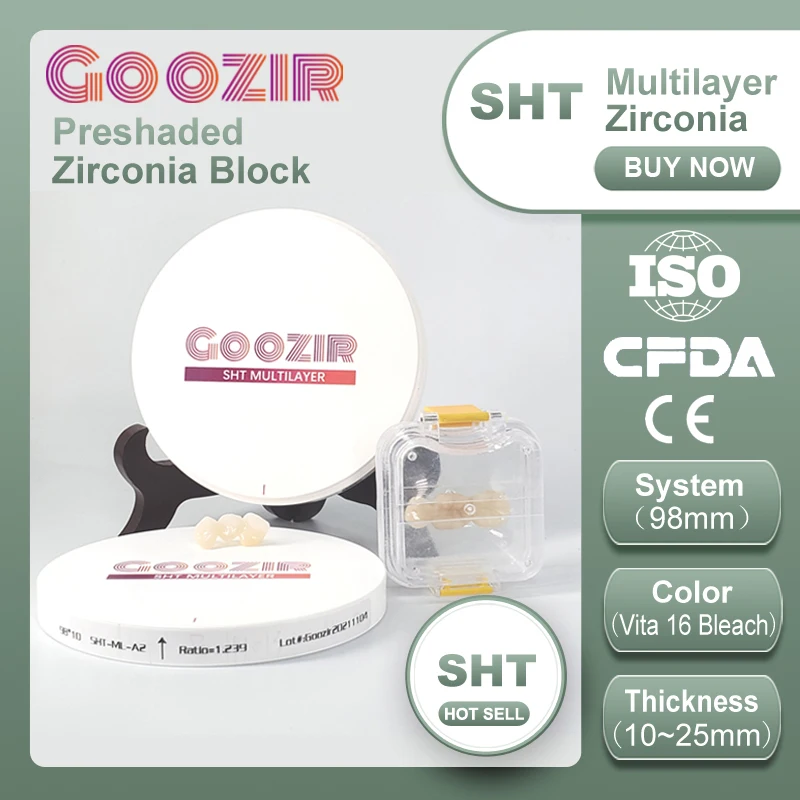 Zirconia Multilayer Ceramic Teeth Denture  SHT Multilayer 98*14mm Dental Cad Cam Zirconia Blocks