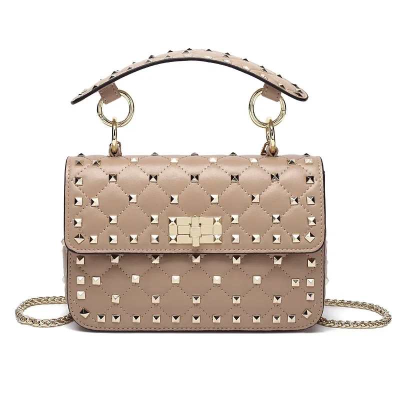 

AIOSC New Fashion Women Sheepskin Leather Rivet Handbags Chain Bag Designer Shoulder Bags Luxury Woman Messenger Bags Clutches