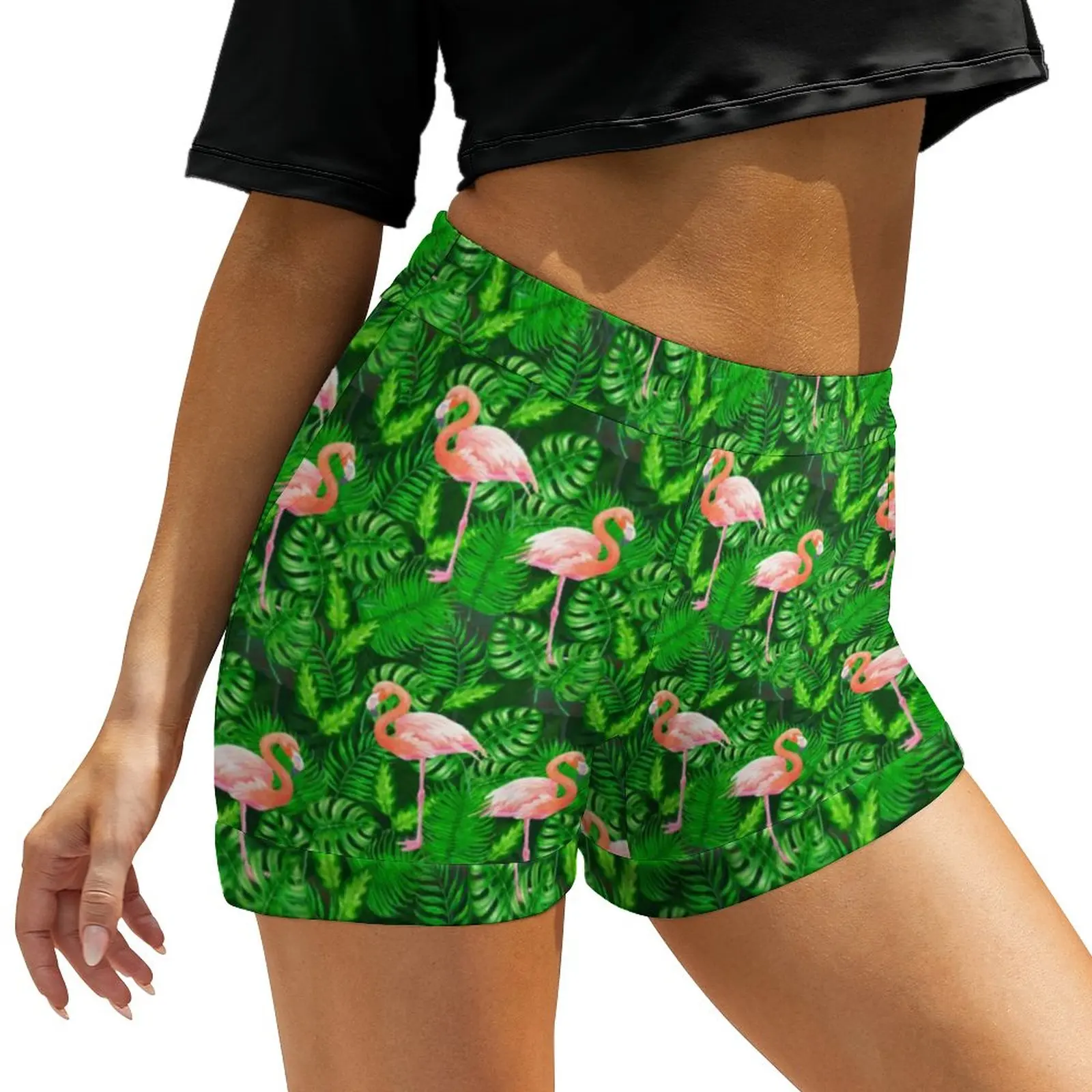 

Flamingo Design Shorts Elastic Waist Cycling Shorts Slim Oversized Short Pants Summer Y2k Print Bottoms