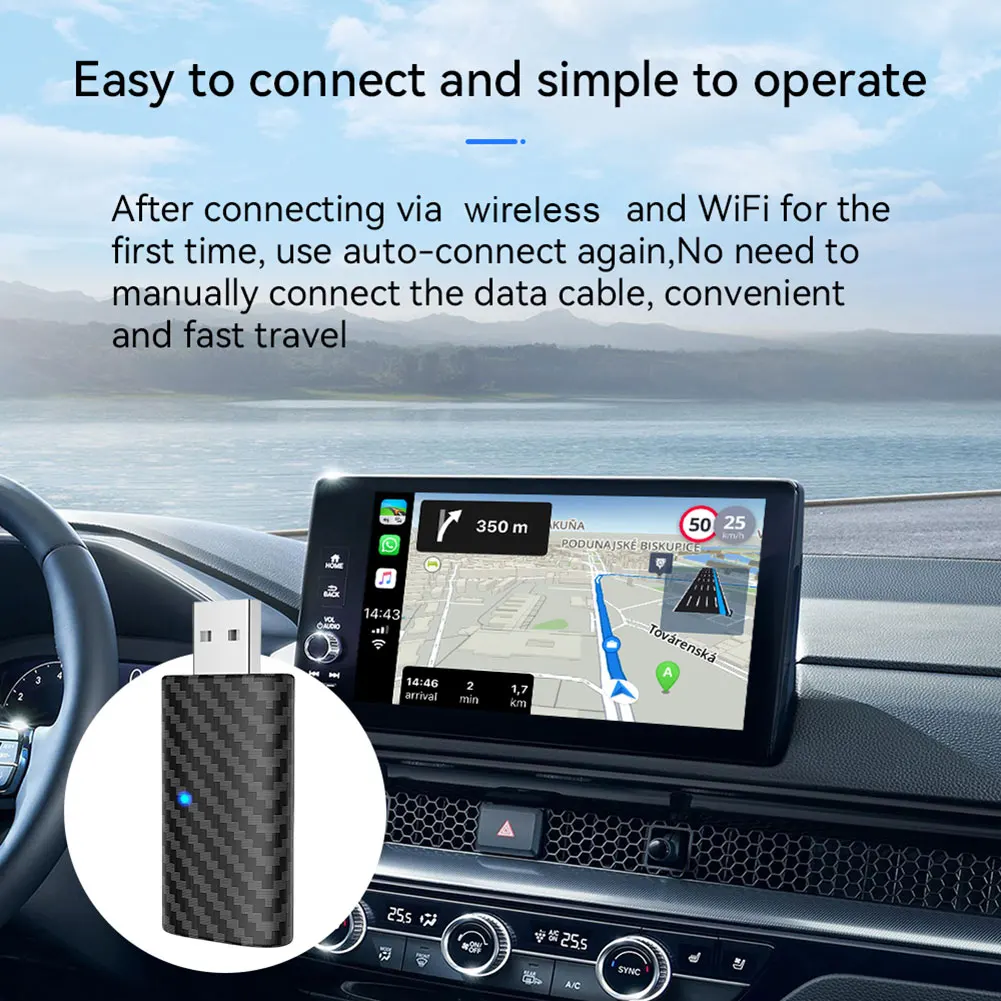 

Wireless CarPlay Car AI Box USB-A To USB-C Smart Box Plug and Play Wireless Adapter WiFi 5Ghz for iPhone Pro Max 13 14