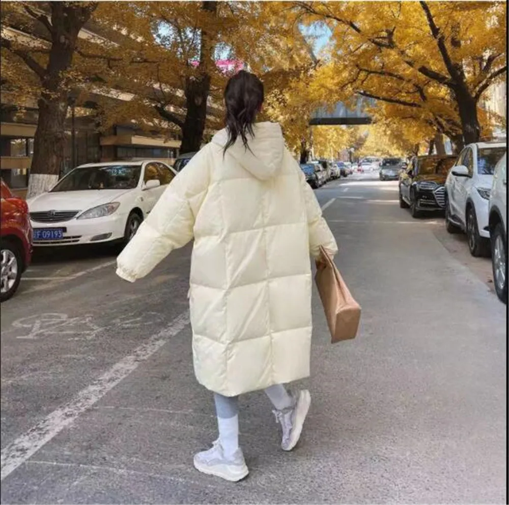2023 Winter New Korean Black Thicken Hooded Parkas Women's Loose cotton Padded Jacket Female Warm Long Coat Casual Parka Outwear