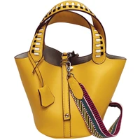 2022 leather vegetable basket bag casual messenger womens bag shoulder handbag woven broadband large capacity luxury bucket bag