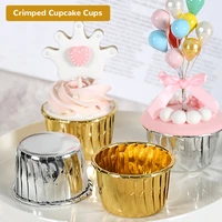 50pcs cupcake liner disposable aluminium plated rolled edge cups for cake muffins food grade material cupcake liner